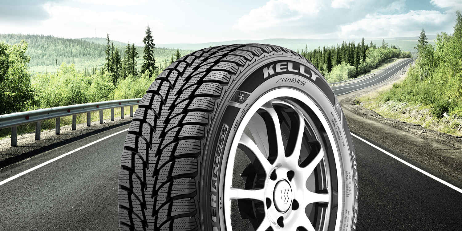 Kelly Tire image in front of a rural road image