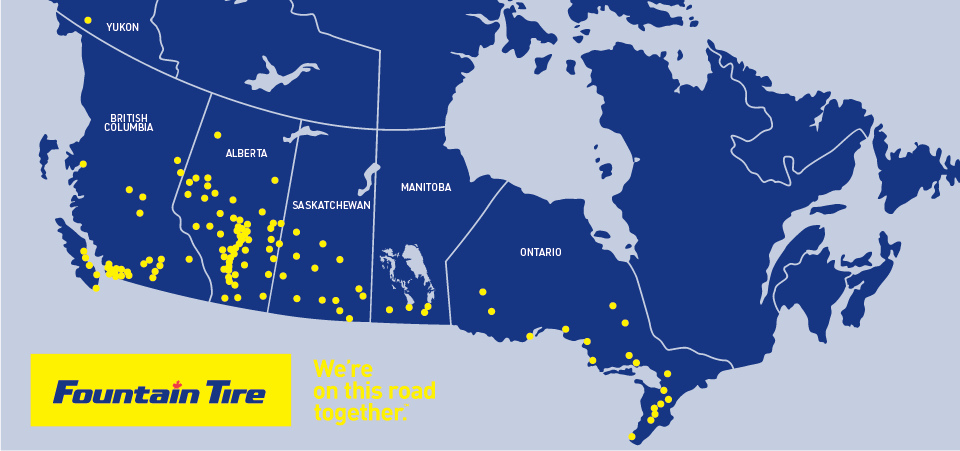 Map with all Fountain Tire locations